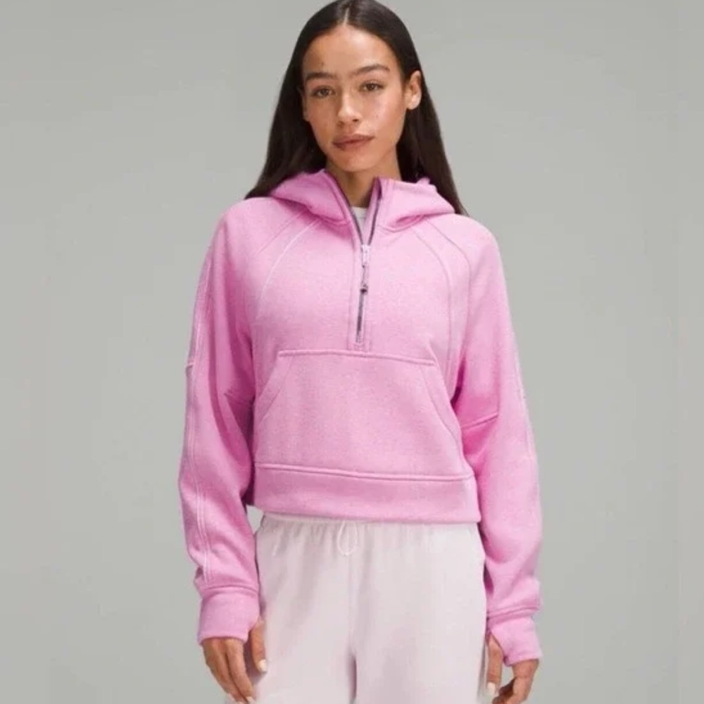 Lululemon Scuba Oversized Half-Zip Hoodie Plush Heathered Dahlia Mauve Size XS/S - Picture 1 of 9
